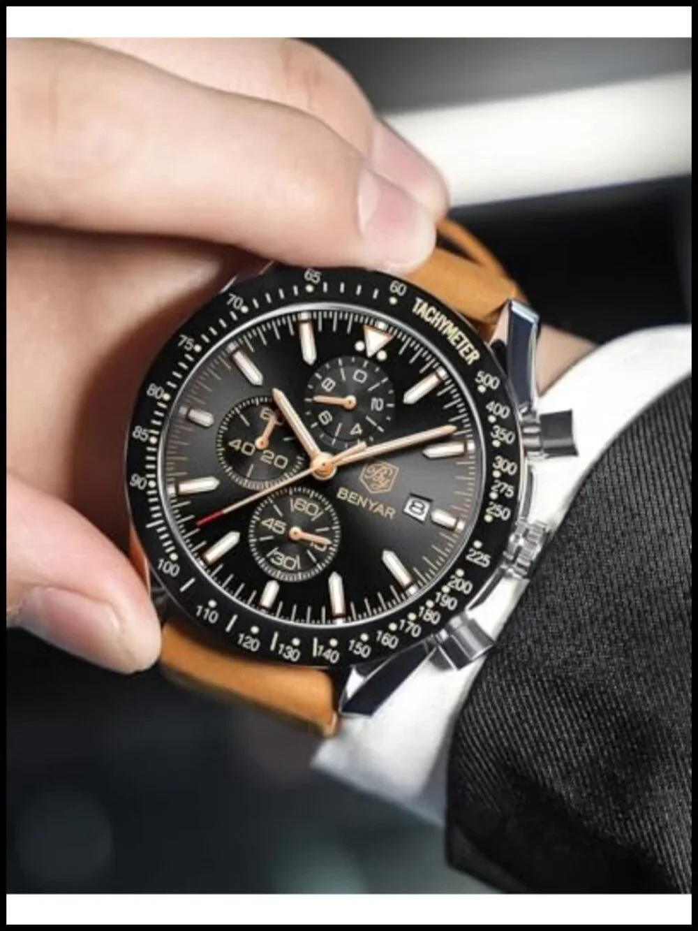 Men's Analog Quartz Chronograph Watch 30M Waterproof Luminous Silicone Strap